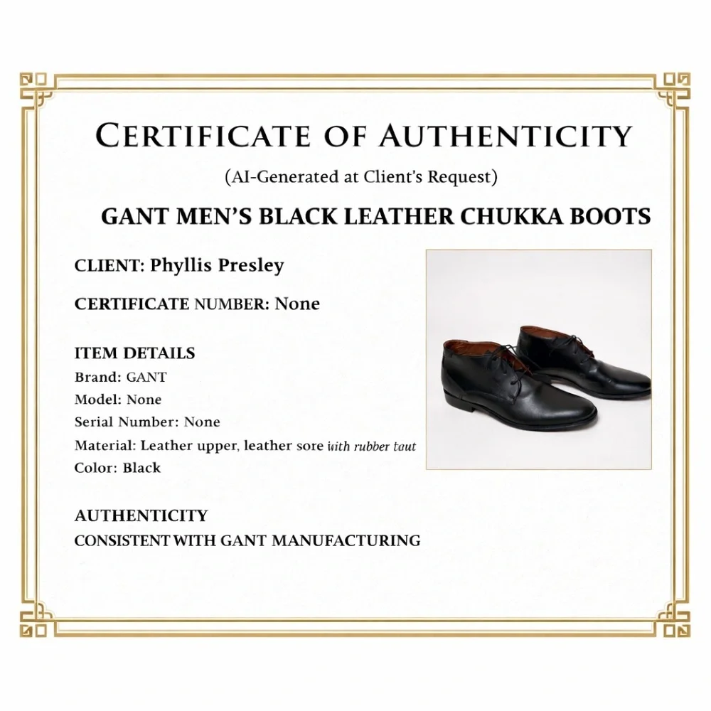 Gant Black Leather Chukka Boots, Leather Upper, Men’s Size 8